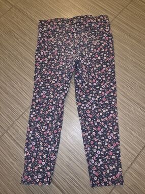 OshKosh B'gosh Navy Floral Leggings with Pink Flowers 3T